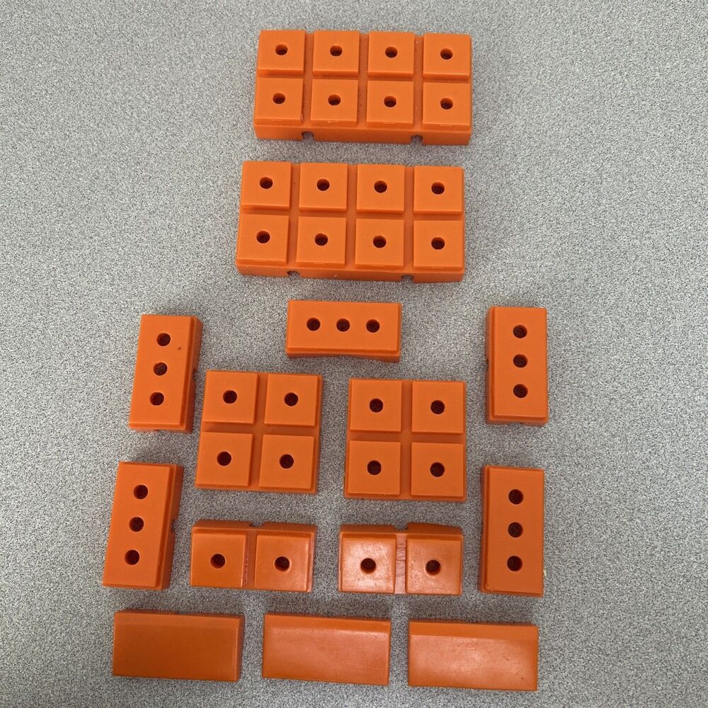 Vintage Tinker Toy Toy Maker Mixed Lot Of 14 Vintage Orange Plastic Pieces